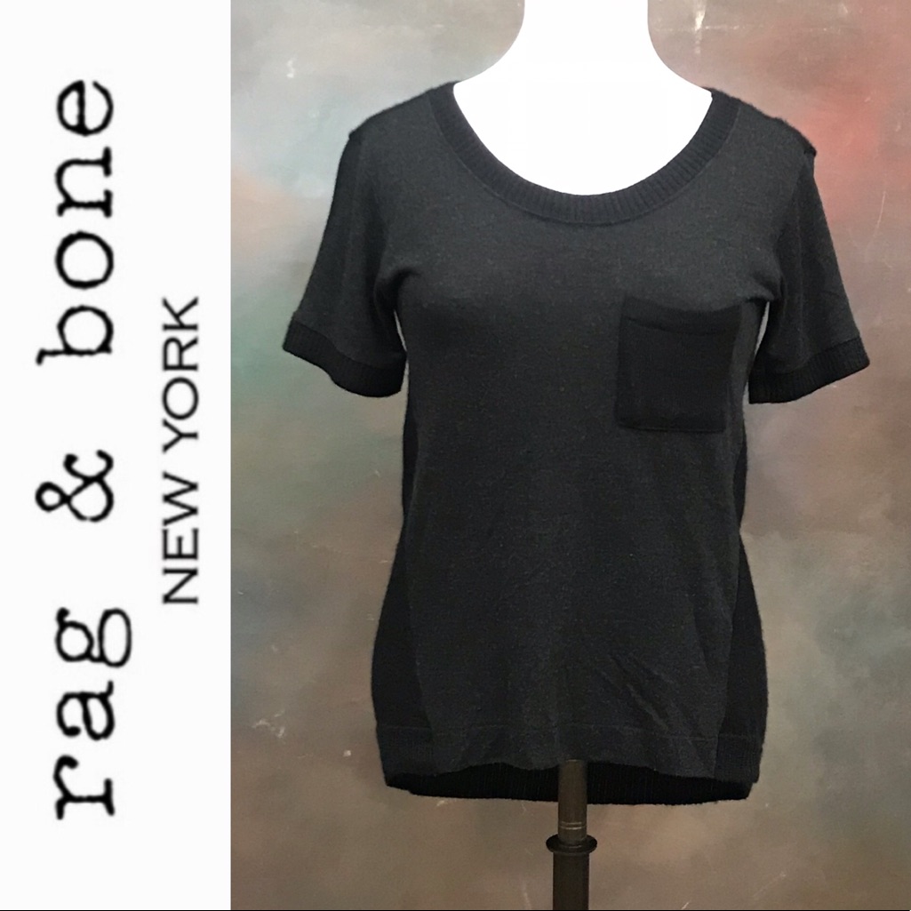 Rag & Bone Sweater Knit Back Re-Tour Short Sleeve